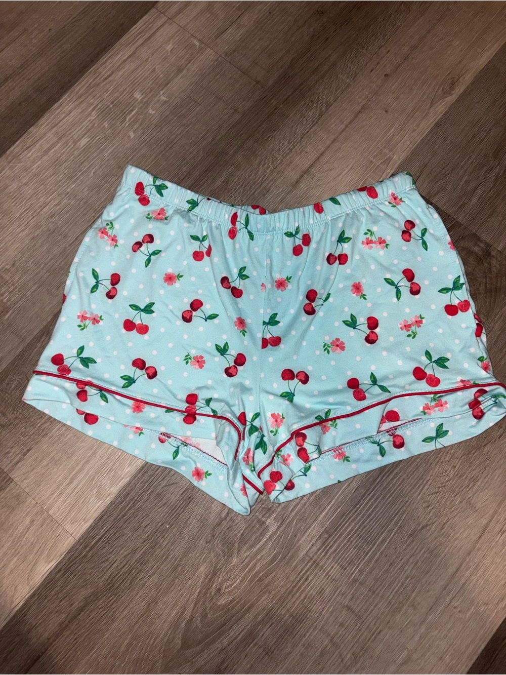 Joyspun Cherry Print Pajama Shorts - Light Aqua